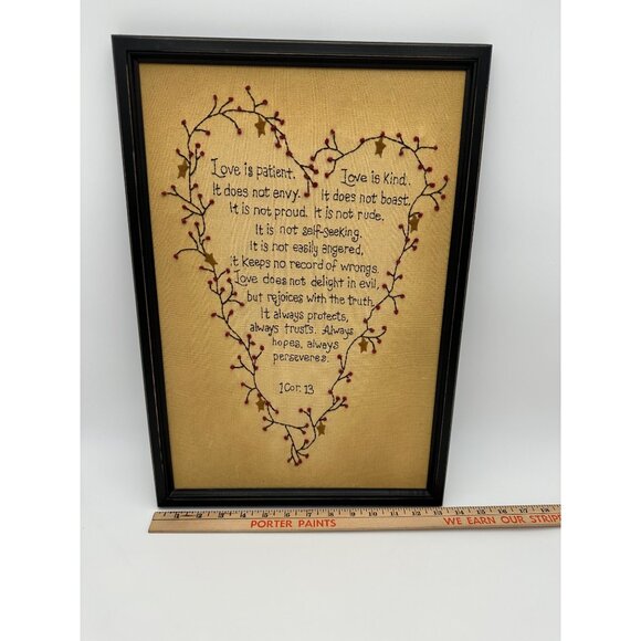 Embroidery Framed Wall 1 Corinthians 13 Love Verse Wedding Countrycore Gallary - Picture 3 of 5
